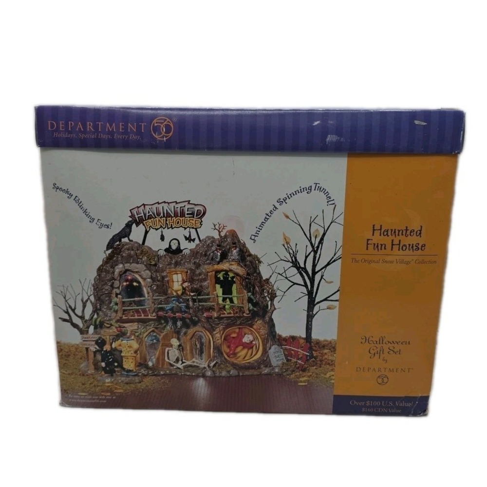 Dept 56 Halloween Haunted Fun House Animated Lighted Village 55094 Tested 2001